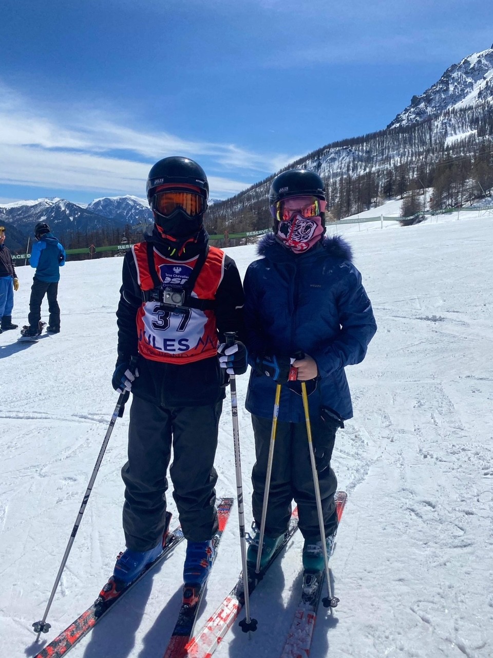 Dominique et Coralie avant la course du slalom